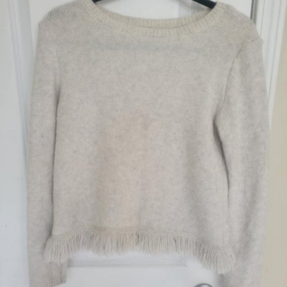 Lou & Grey Crewneck Fringed Hem Sweater XS - Picture 2 of 4